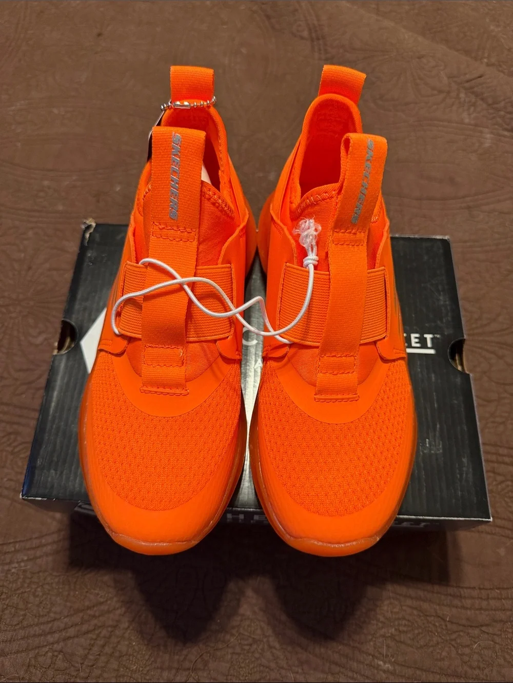 Skechers Neon Orange Slip-On Athletic Sneakers